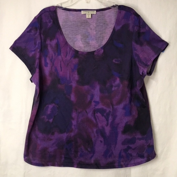 Coldwater Creek Tops - COLDWATER Creek Women’s Tee Purple Abstract Scoop neck Short Sleeve XL summer